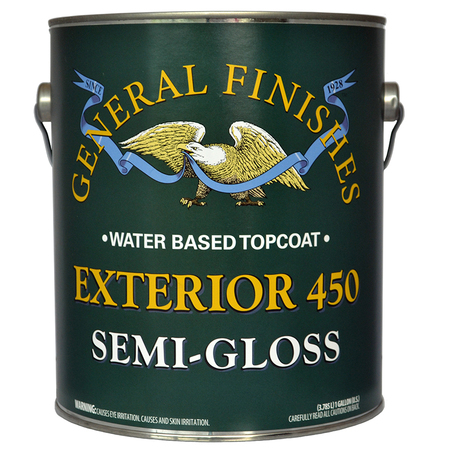 GENERAL FINISHES 1 Gal Clear Exterior 450 Topcoat Water-Based Topcoat, Semi-Gloss GXSG
